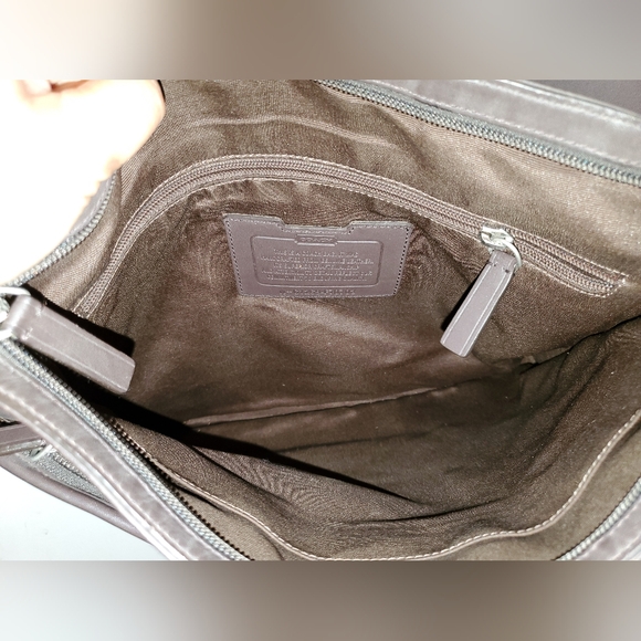 COACH Shoulder/Messenger Bag Dark Brown Suede Leather Women - Picture 6 of 10